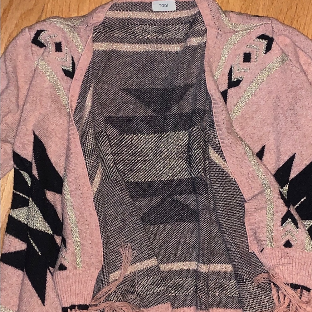 TOBI Pink Tribal Cardigan